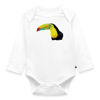 Green-billed toucan - Organic Longsleeve Baby Bodysuit - white - Front