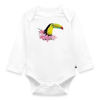 Green-billed toucan - Organic Longsleeve Baby Bodysuit - white - Front