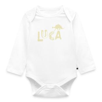 Luca Dinosaurier - Baby Bio-Langarm-Body - Weiß - Vorne