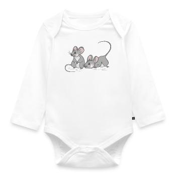 Mouse mouse children women birthday - Organic Longsleeve Baby Bodysuit - white - Front