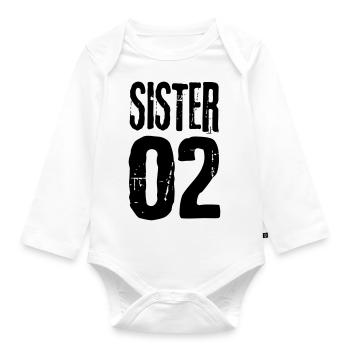 Sister 01 Schwester 02 Schwestern Freundinnen cool - Baby Bio-Langarm-Body - Weiß - Vorne