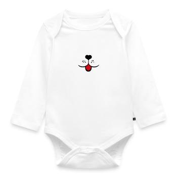 Dog Face Dogs Snout Tongue Heart Dog Nose - Organic Longsleeve Baby Bodysuit - white - Front