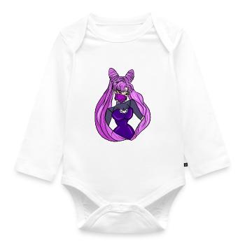 punk gangsta sailor moon inspired chibi dark moon - Organic Longsleeve Baby Bodysuit - white - Front
