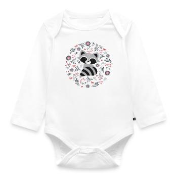 Raton laveur à fleurs - Body Bébé bio manches longues - blanc - Devant