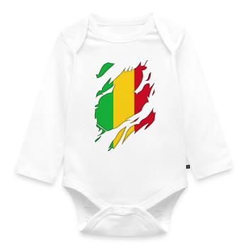 Mali flag torn motif - Organic Longsleeve Baby Bodysuit - white - Front