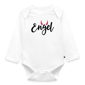 Kleiner Engel + Teufel Hörner launisch lieb frech - Baby Bio-Langarm-Body - Weiß - Vorne