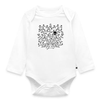 Be yourself- owl and birds - Organic Longsleeve Baby Bodysuit - white - Front
