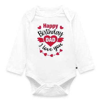 Dad birthday gift congratulations daughter son - Organic Longsleeve Baby Bodysuit - white - Front