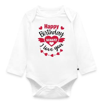 Félicitation de cadeau d'anniversaire petite amie copain - Body Bébé bio manches longues - blanc - Devant