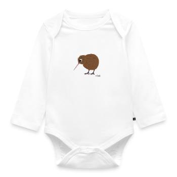 Chemise design néo-zélandaise mignon oiseau kiwi - Body Bébé bio manches longues - blanc - Devant