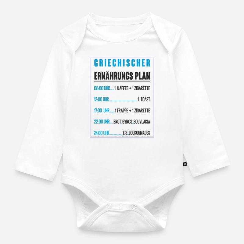 Griechischer Ernährungsplan - Baby Bio-Langarm-Body - Weiß