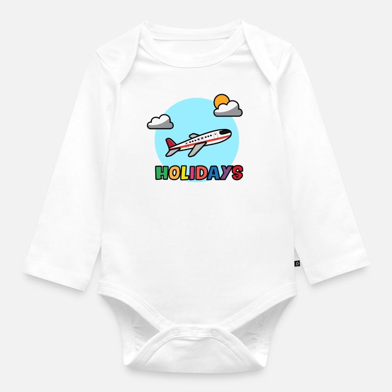 Vacances - Body Bébé bio manches longues - blanc