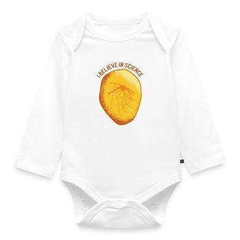 amber mosquito Mücke Moskito Bernstein science - Baby Bio-Langarm-Body - Weiß - Vorne