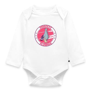 Ruhrpott flamingo middle finger - Organic Longsleeve Baby Bodysuit - white - Front