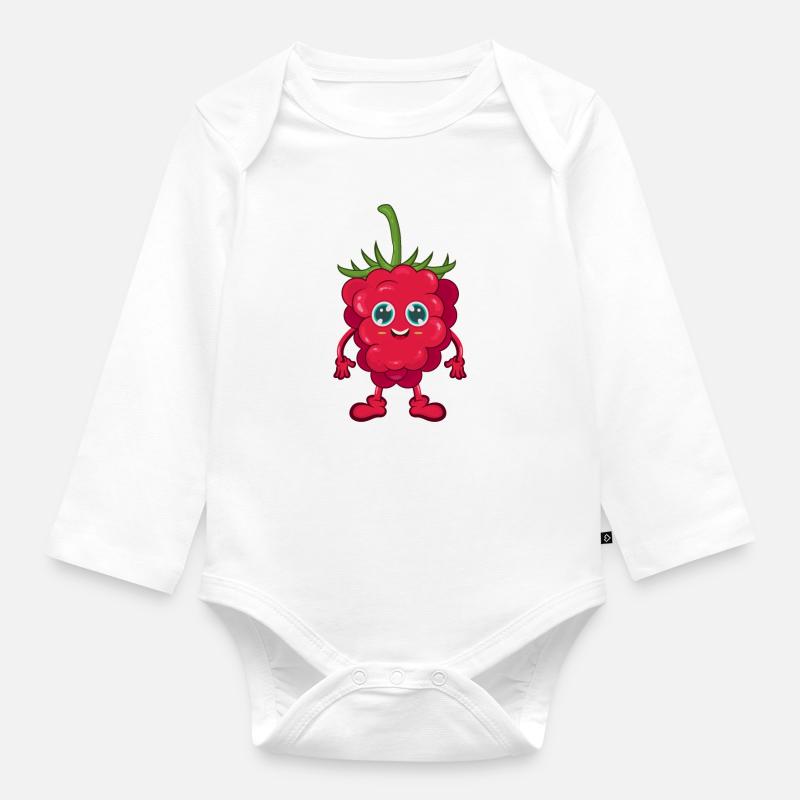 Himbeere - Baby Bio-Langarm-Body - Weiß
