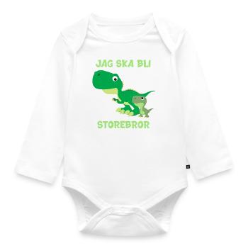 Ich werde ein großes Bruder Dino Dinosaurier Jungen Geschenk sein - Baby Bio-Langarm-Body - Weiß - Vorne