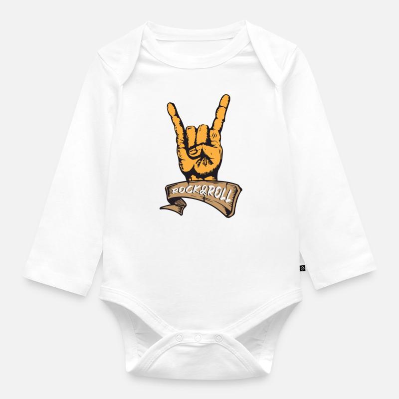 Rock and roll - Body Bébé bio manches longues - blanc