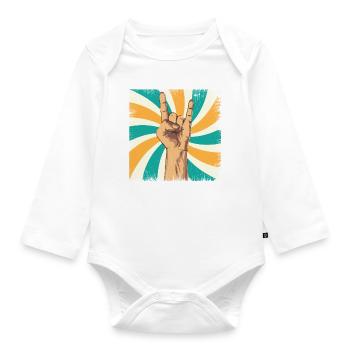 Rock and Roll - Baby Bio-Langarm-Body - Weiß - Vorne