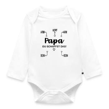 Geschenk werdender Vater lustige Baby Sprüche - Baby Bio-Langarm-Body - Weiß - Vorne