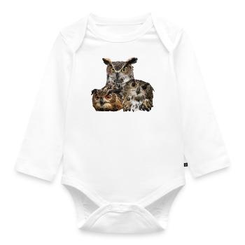 Nächtliche Raubvögel - Baby Bio-Langarm-Body - Weiß - Vorne