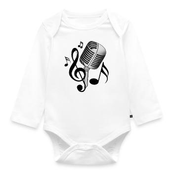 microphone - Organic Longsleeve Baby Bodysuit - white - Front