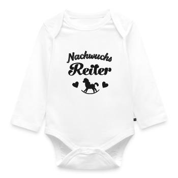 Nachwuchs Reiterin Baby Party Reiten Pferde Pferd - Baby Bio-Langarm-Body - Weiß - Vorne