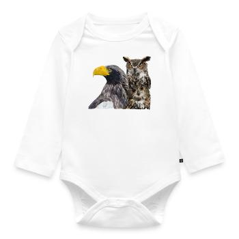 Raubvögel - Baby Bio-Langarm-Body - Weiß - Vorne