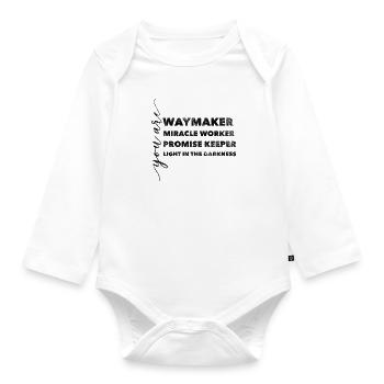 Waymaker Miracle Worker Promise Christlich Glaube - Baby Bio-Langarm-Body - Weiß - Vorne