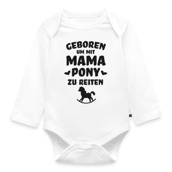 Geboren um mit Mama Pony zu reiten Reiterin Pferde - Baby Bio-Langarm-Body - Weiß - Vorne