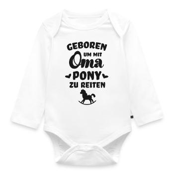 Geboren mit Oma Pony zu reiten Baby Pferde Reiten - Baby Bio-Langarm-Body - Weiß - Vorne