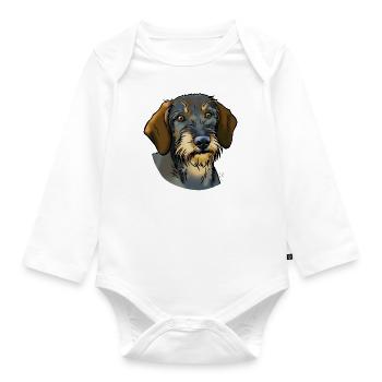 Wirehaired dachshund (without text) light textiles - Organic Longsleeve Baby Bodysuit - white - Front