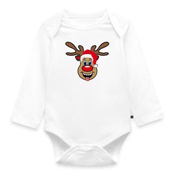 Team Rudolph Rudi Reindeer - Organic Longsleeve Baby Bodysuit - white - Front