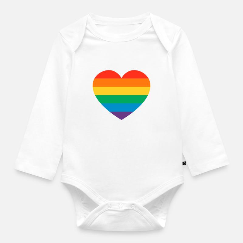 Rainbow - Baby Bio-Langarm-Body - Weiß