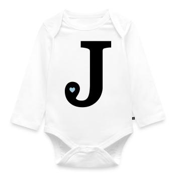 Lettre J initiale - Body Bébé bio manches longues - blanc - Devant