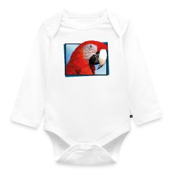 roter Ara - Baby Bio-Langarm-Body - Weiß - Vorne