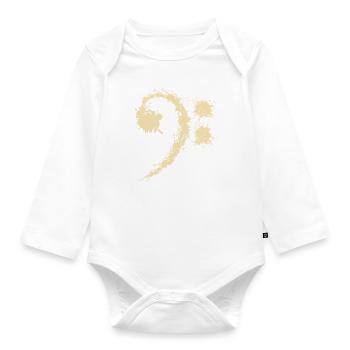 Bass Clef Vintage - Cadeau d'amateurs de musique drôle - Body Bébé bio manches longues - blanc - Devant