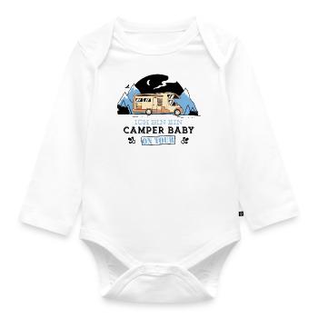 Camper Baby On Tour Wohnmobil Outdoor Geschenk - Baby Bio-Langarm-Body - Weiß - Vorne