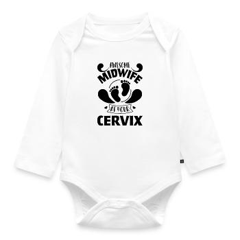 Hebamme - Baby Bio-Langarm-Body - Weiß - Vorne