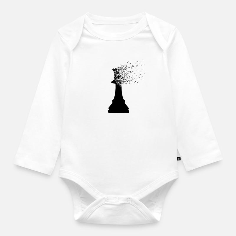 Dispersion de la reine des échecs - Body Bébé bio manches longues - blanc