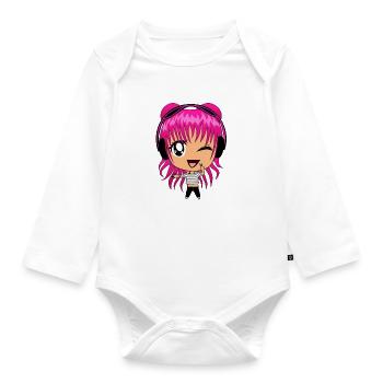 Anime, jeux, jeu, jouer, musique, émoticônes, fille - Body Bébé bio manches longues - blanc - Devant