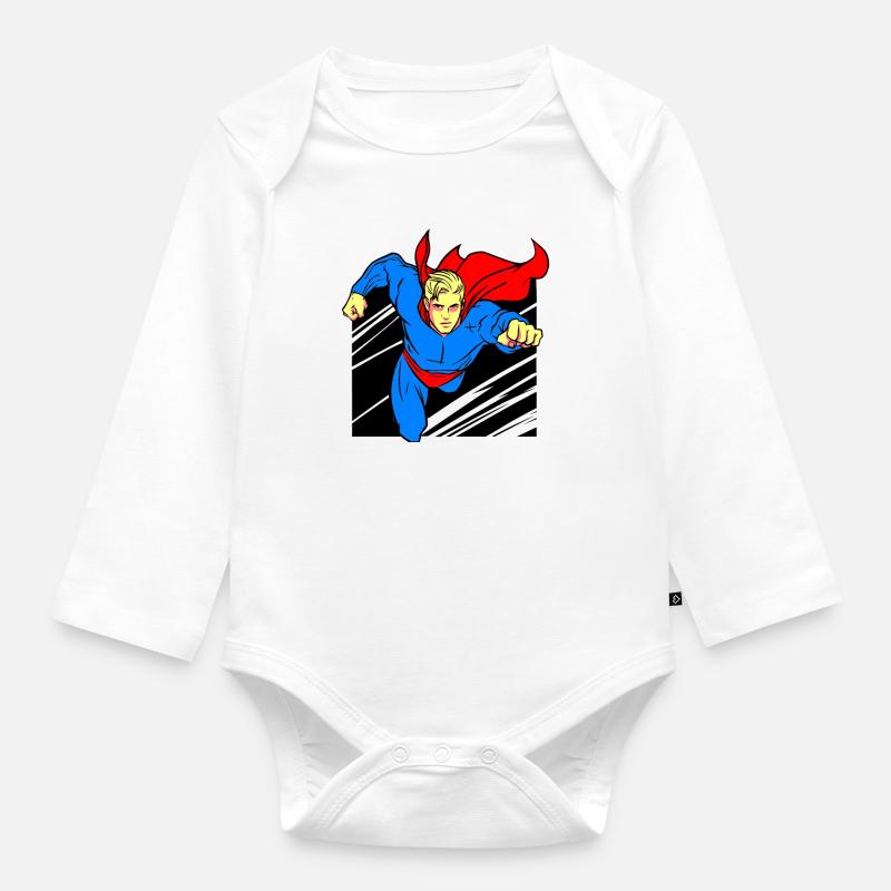 Super-héros - Body Bébé bio manches longues - blanc