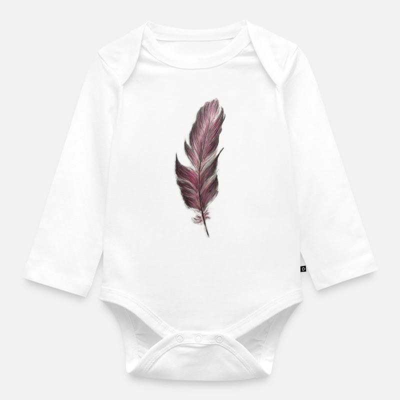 plume - Body Bébé bio manches longues - blanc