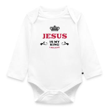 Jésus est mon roi - Body Bébé bio manches longues - blanc - Devant