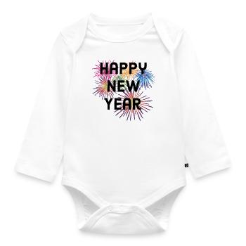 Happy New Year, Happy New Year, New Year, New Year - Organic Longsleeve Baby Bodysuit - white - Front