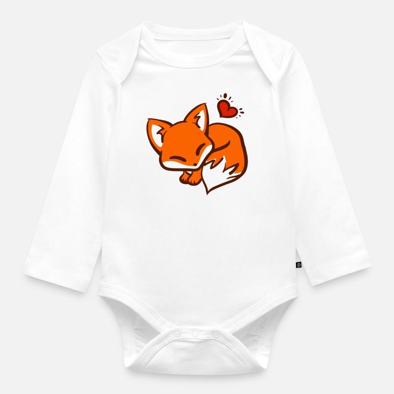 Cute Fox / Cute Fox - Organic Longsleeve Baby Bodysuit - white