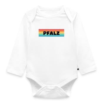 Pfalz Regenbogen mit Herz von PFALZstyle - Baby Bio-Langarm-Body - Weiß - Vorne