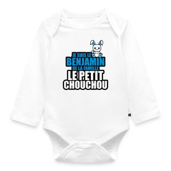 je suis le benjamin de la famille - Body Bébé bio manches longues - blanc - Devant