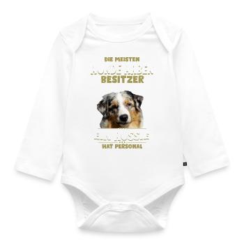 Australian Shepherd Tshirt - Aussie Shirt - Baby Bio-Langarm-Body - Weiß - Vorne