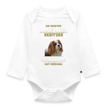 Cavalier King Charles Tshirt - Cavalier King - Baby Bio-Langarm-Body - Weiß - Vorne