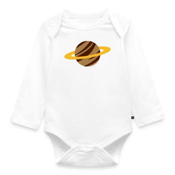 Planet Saturn / planet saturn / planète saturn - Baby Bio-Langarm-Body - Weiß - Vorne